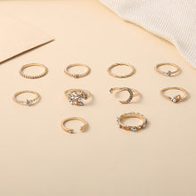 Load image into Gallery viewer, 10Pcs Punk Bohemian Metal Ring Set Vintage Geometric Moon Star Snake Open Ring Fashion Jewelry Accessories Gift For Women