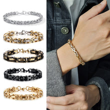 Load image into Gallery viewer, Vintage Punk Byzantine Bracelet Chunky Oxidized Metal Chain Wristband Retro Rock Cool Fashion Jewelry Accessories Gift For Men