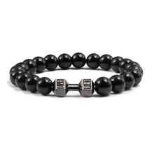 Load image into Gallery viewer, Vintage Natural Volcanic Stone Bead Bracelet Alloy Dumbbell Barbell Pendant Matte Fitness Fashion Jewelry Gift For Men Women