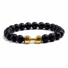 Load image into Gallery viewer, Vintage Natural Volcanic Stone Bead Bracelet Alloy Dumbbell Barbell Pendant Matte Fitness Fashion Jewelry Gift For Men Women