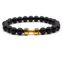 Load image into Gallery viewer, Vintage Natural Volcanic Stone Bead Bracelet Alloy Dumbbell Barbell Pendant Matte Fitness Fashion Jewelry Gift For Men Women