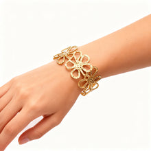 Load image into Gallery viewer, Gold Hollow Flower Open Cuff Bangle Dainty Stainless Steel Flora Bracelet Fashion Punk Jewelry Accessories For Women Gift