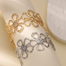 Load image into Gallery viewer, Gold Hollow Flower Open Cuff Bangle Dainty Stainless Steel Flora Bracelet Fashion Punk Jewelry Accessories For Women Gift