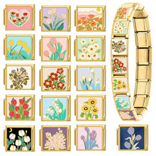 Load image into Gallery viewer, 9mm Stainless Steel DIY Bracelet Accessories Gold Flower Italian Charm Links Rose Sunflower Sweet Summer Floral Charms