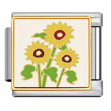 Load image into Gallery viewer, 9mm Stainless Steel DIY Bracelet Accessories Gold Flower Italian Charm Links Rose Sunflower Sweet Summer Floral Charms
