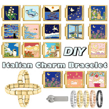 Load image into Gallery viewer, 9mm Stainless Steel DIY Accessories Gold Italian Charm Links Moon Flower Ocean Fashion Jewelry Bracelet Accessories
