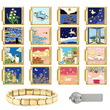 Load image into Gallery viewer, 9mm Stainless Steel DIY Accessories Gold Italian Charm Links Moon Flower Ocean Fashion Jewelry Bracelet Accessories