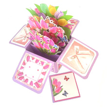 Load image into Gallery viewer, 3D Dimensional Box Greeting Card Flower Butterfly Design for Valentine's Day Birthday Mother’s Day Festival Handmade Paper Art Gift for Her Friend Lover