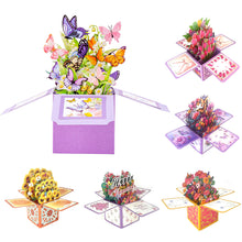 Load image into Gallery viewer, 3D Dimensional Box Greeting Card Flower Butterfly Design for Valentine's Day Birthday Mother’s Day Festival Handmade Paper Art Gift for Her Friend Lover