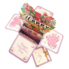 Load image into Gallery viewer, 3D Dimensional Box Greeting Card Flower Butterfly Design for Valentine's Day Birthday Mother’s Day Festival Handmade Paper Art Gift for Her Friend Lover