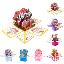 Load image into Gallery viewer, 3D Stand-up Birthday Greeting Card Paper Card for Friend Family Gift Surprise Party Decoration