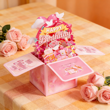 Load image into Gallery viewer, 3D Stand-up Birthday Greeting Card Paper Card for Friend Family Gift Surprise Party Decoration