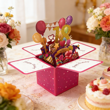 Load image into Gallery viewer, 3D Stand-up Birthday Greeting Card Paper Card for Friend Family Gift Surprise Party Decoration