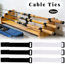 Load image into Gallery viewer, 10PCS Self-Adhesive Fabric Fastener Strip for Fishing Rod Hook and Loop Tie with Buckle Fishing Tackle Cable Management Binding Strap