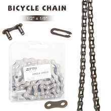 Load image into Gallery viewer, 1/2" x 1/8" Single Speed Bicycle Chain Full Nickel Plated Rustproof Heavy Duty Chain for MTB Road Bike Fixie