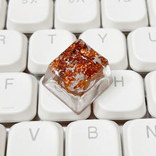 Load image into Gallery viewer, Resin Metal Gold Foil Paper Light-Transmitting Keycaps Cross Shaft Mechanical Keyboard Keycaps Gaming Keyboard Accessories