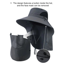 Load image into Gallery viewer, Summer UV Protection Sun Hat Large Brim Bucket Hat with Detachable Face Mask for Fishing Climbing