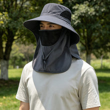 Load image into Gallery viewer, Summer UV Protection Sun Hat Large Brim Bucket Hat with Detachable Face Mask for Fishing Climbing