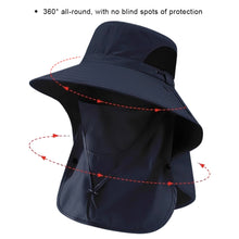 Load image into Gallery viewer, Summer UV Protection Sun Hat Large Brim Bucket Hat with Detachable Face Mask for Fishing Climbing