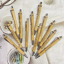 Load image into Gallery viewer, 12Pcs Bamboo Ballpoint Pen Inspirational Quotes Wooden Pen School Office Supplies Stationery