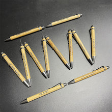 Load image into Gallery viewer, 12Pcs Bamboo Ballpoint Pen Inspirational Quotes Wooden Pen School Office Supplies Stationery