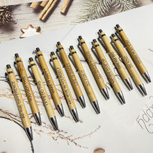 Load image into Gallery viewer, 12Pcs Bamboo Ballpoint Pen Inspirational Quotes Wooden Pen School Office Supplies Stationery