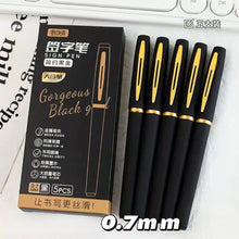 Load image into Gallery viewer, 5Pcs Black Golden Large Capacity Gel Pen 0.5mm 0.7mm 1.0mm Black Ink Signature Pen For School Office Business Stationery Supplies