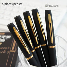 Load image into Gallery viewer, 5Pcs Black Golden Large Capacity Gel Pen 0.5mm 0.7mm 1.0mm Black Ink Signature Pen For School Office Business Stationery Supplies