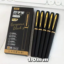 Load image into Gallery viewer, 5Pcs Black Golden Large Capacity Gel Pen 0.5mm 0.7mm 1.0mm Black Ink Signature Pen For School Office Business Stationery Supplies