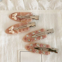 Load image into Gallery viewer, Acetate Pink Diamond Butterfly Flower Hairpin Seamless Bangs Duckbill Clip Exquisite Hair Accessories For Women
