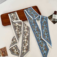 Load image into Gallery viewer, Fashion Double Sided Skinny Silk Scarf Paisley Long Neck Scarf Bag Handle Ribbon Wristband Hair Accessories For Women