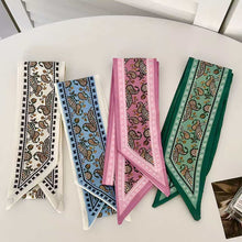 Load image into Gallery viewer, Fashion Double Sided Skinny Silk Scarf Paisley Long Neck Scarf Bag Handle Ribbon Wristband Hair Accessories For Women