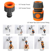 Load image into Gallery viewer, Water Hose Quick Connect Universal Faucet Adapter 1/2" 3/4" 1" 3/8"Garden Watering Car Washing Plastic Hose Fittings Pipe Joint Washing Machine Attachment DIY Parts