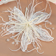Load image into Gallery viewer, Ethereal Feather Pearl 3D Organza Flower Patch Twisted Wire Lace Studded Handmade Patch For Clothes Accessories Diy Decoration