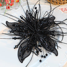Load image into Gallery viewer, Ethereal Feather Pearl 3D Organza Flower Patch Twisted Wire Lace Studded Handmade Patch For Clothes Accessories Diy Decoration