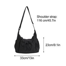 Load image into Gallery viewer, Nylon Plaid Pleated Cloud Bag Large Capacity Zipper Tote Drawstring Commuter Crossbody Shoulder Handbag
