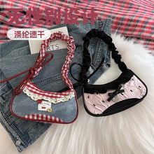 Load image into Gallery viewer, Fashion Grid Lace Ribbon Underarm Bag Adjustable Shoulder Strap Single Shoulder Crossbody Mini Handbag For Commute