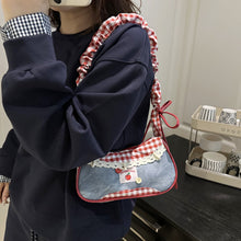 Load image into Gallery viewer, Fashion Grid Lace Ribbon Underarm Bag Adjustable Shoulder Strap Single Shoulder Crossbody Mini Handbag For Commute