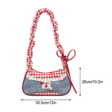 Load image into Gallery viewer, Fashion Grid Lace Ribbon Underarm Bag Adjustable Shoulder Strap Single Shoulder Crossbody Mini Handbag For Commute