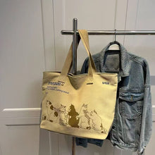 Load image into Gallery viewer, Cute Cat Women Canvas Tote Bag Large Capacity Durable Classic Shoulder Bag Handbag For Work Office Daily Shopping