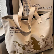 Load image into Gallery viewer, Cute Cat Women Canvas Tote Bag Large Capacity Durable Classic Shoulder Bag Handbag For Work Office Daily Shopping