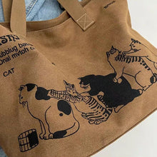 Load image into Gallery viewer, Cute Cat Women Canvas Tote Bag Large Capacity Durable Classic Shoulder Bag Handbag For Work Office Daily Shopping