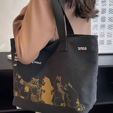 Load image into Gallery viewer, Cute Cat Women Canvas Tote Bag Large Capacity Durable Classic Shoulder Bag Handbag For Work Office Daily Shopping