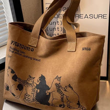 Load image into Gallery viewer, Cute Cat Women Canvas Tote Bag Large Capacity Durable Classic Shoulder Bag Handbag For Work Office Daily Shopping