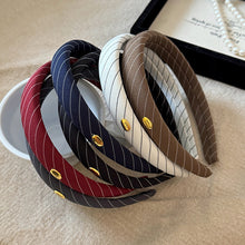 Load image into Gallery viewer, Stripe Fabric Headband Retro Gold Logo Fashion Hair Hoop Comfortable Temperament Hair Accessories For Women Girls
