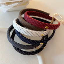 Load image into Gallery viewer, Stripe Fabric Headband Retro Gold Logo Fashion Hair Hoop Comfortable Temperament Hair Accessories For Women Girls