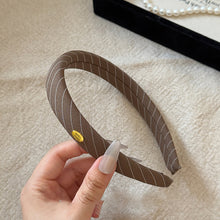 Load image into Gallery viewer, Stripe Fabric Headband Retro Gold Logo Fashion Hair Hoop Comfortable Temperament Hair Accessories For Women Girls