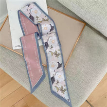 Load image into Gallery viewer, Elegant Floral Scarf Narrow Thin Long Hairband Neckerchief Vacation Headscarf Bag Decoration Accessories For Women