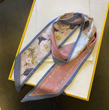 Load image into Gallery viewer, Elegant Floral Scarf Narrow Thin Long Hairband Neckerchief Vacation Headscarf Bag Decoration Accessories For Women