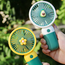 Load image into Gallery viewer, Cute Cartoon Handheld Mini Fan with Desktop Stand & Phone Holder Silent Portable Electric Fan for Office Desk Outdoor Travel